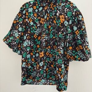 THML Floral Puff Sleeve Multicolor Blouse